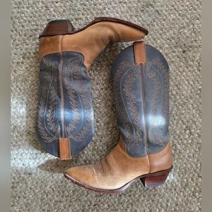 Justin Slate Blue & Tan Women's Heeled Cowboy Boots